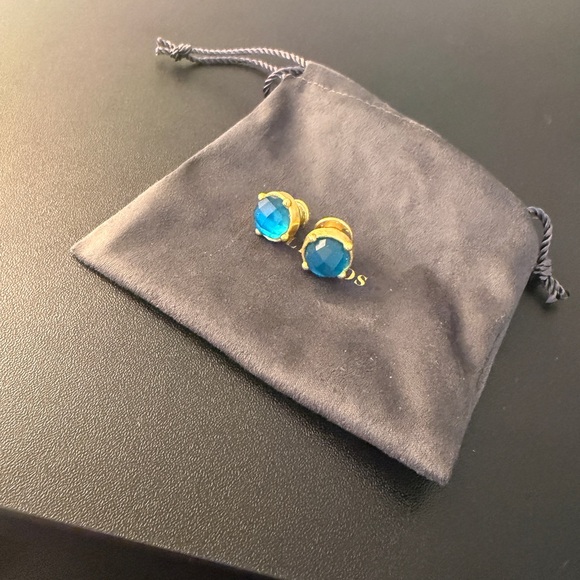 Julie Vos Gold and Blue Stud Earrings - Picture 2 of 2